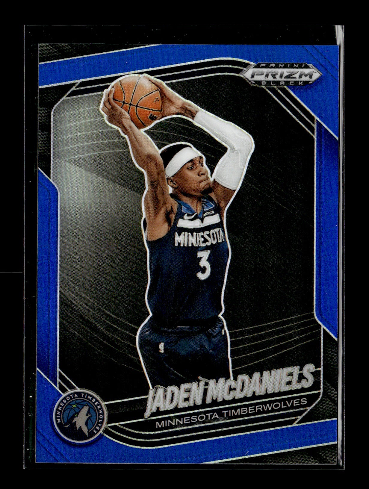 2024-25 Panini Prizm Black Jaden McDaniels #223 Blue #/199 Minnesota Timberwolves