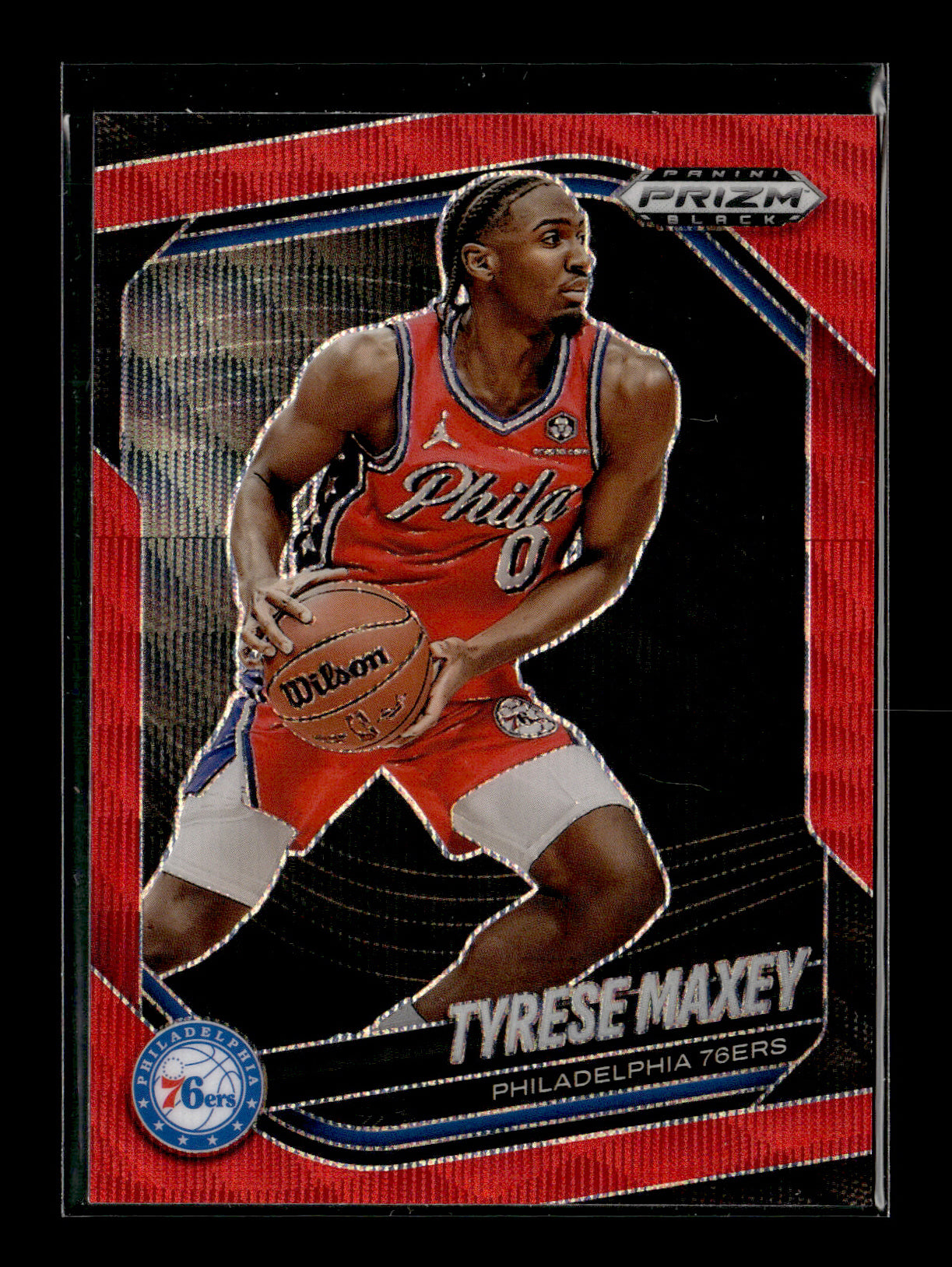 2024-25 Panini Prizm Black Tyrese Maxey #89 Ruby Wave Philadelphia 76ers