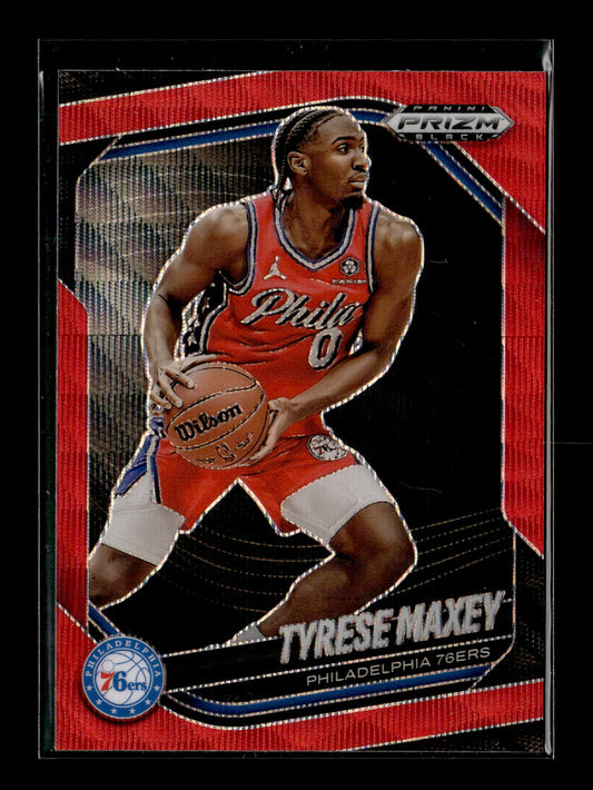 2024-25 Panini Prizm Black Tyrese Maxey #89 Ruby Wave Philadelphia 76ers