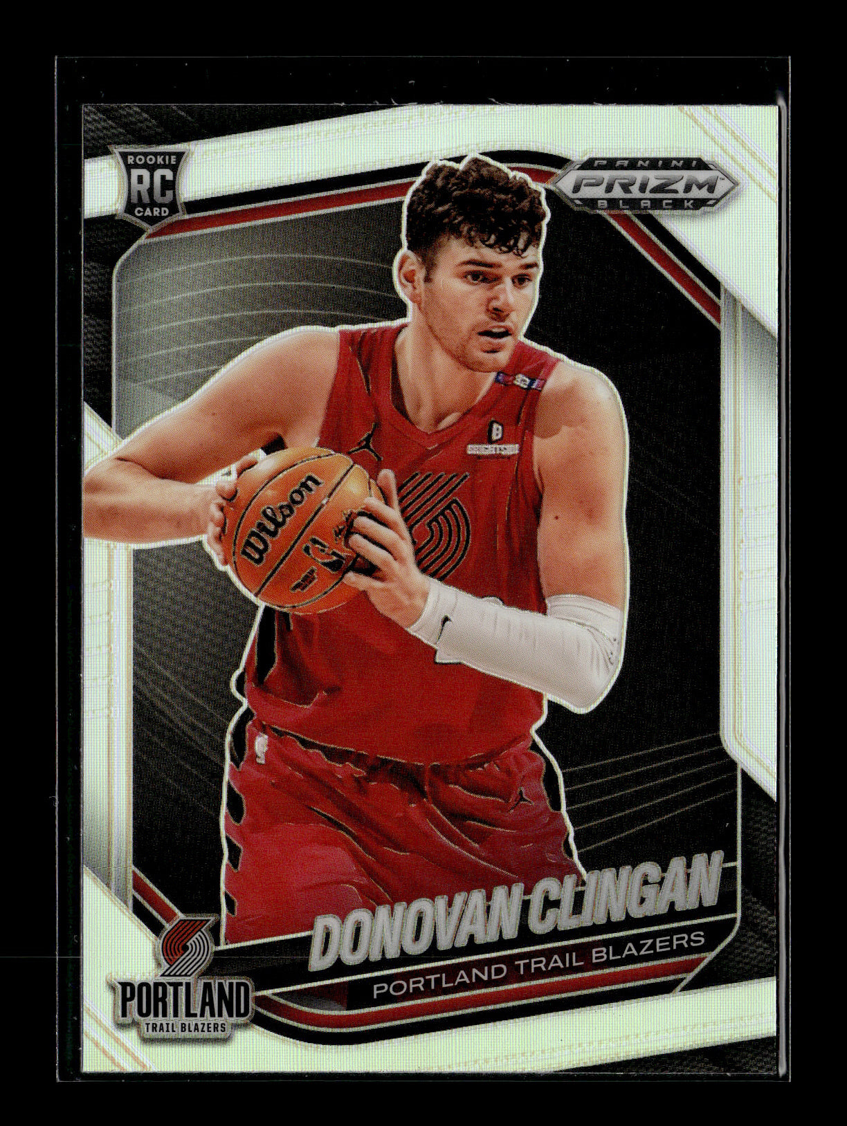 2024-25 Panini Prizm Black Donovan Clingan #131 Silver Portland Trail Blazers
