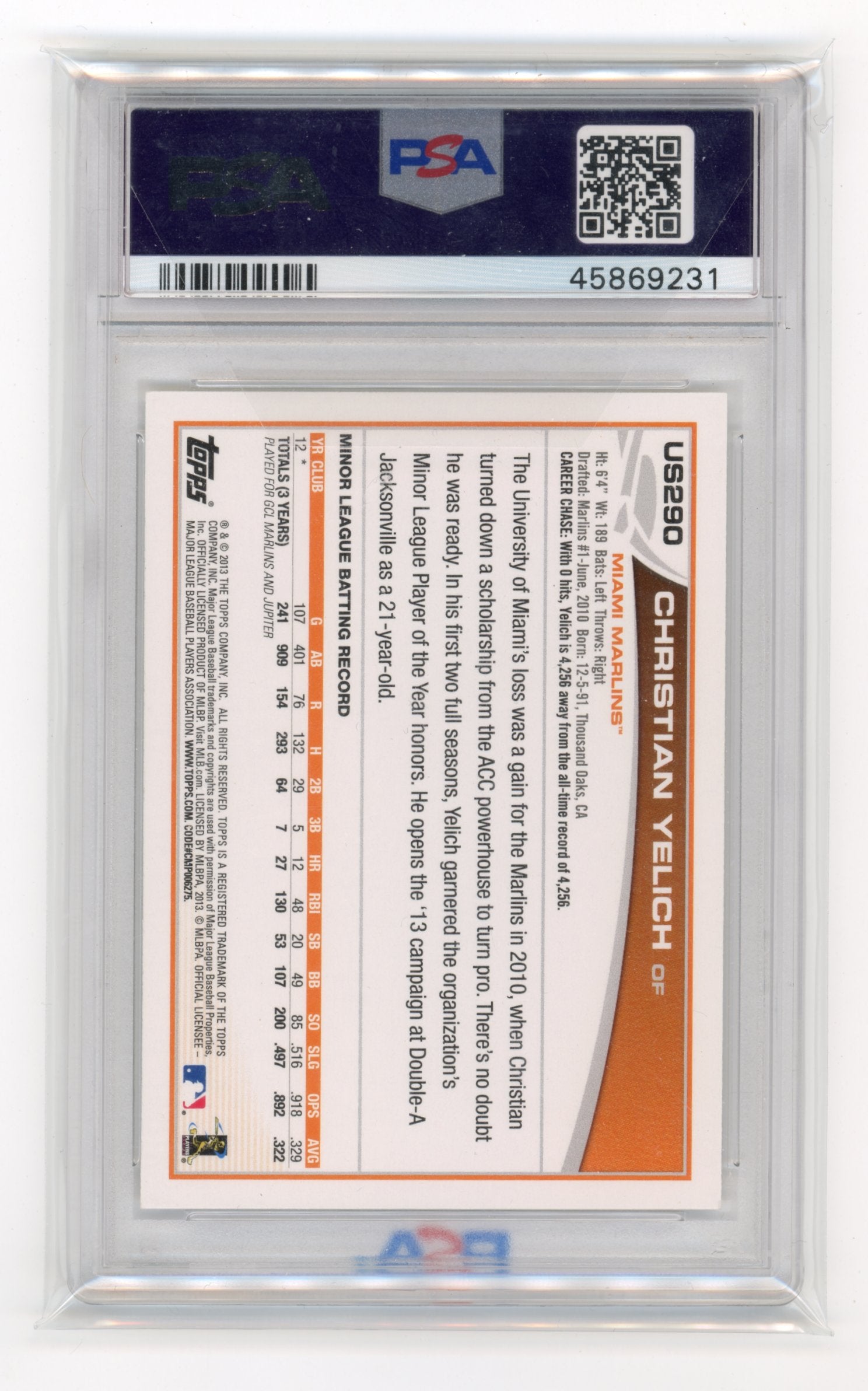 2013 Topps Update Christian Yelich #US290 Miami Marlins