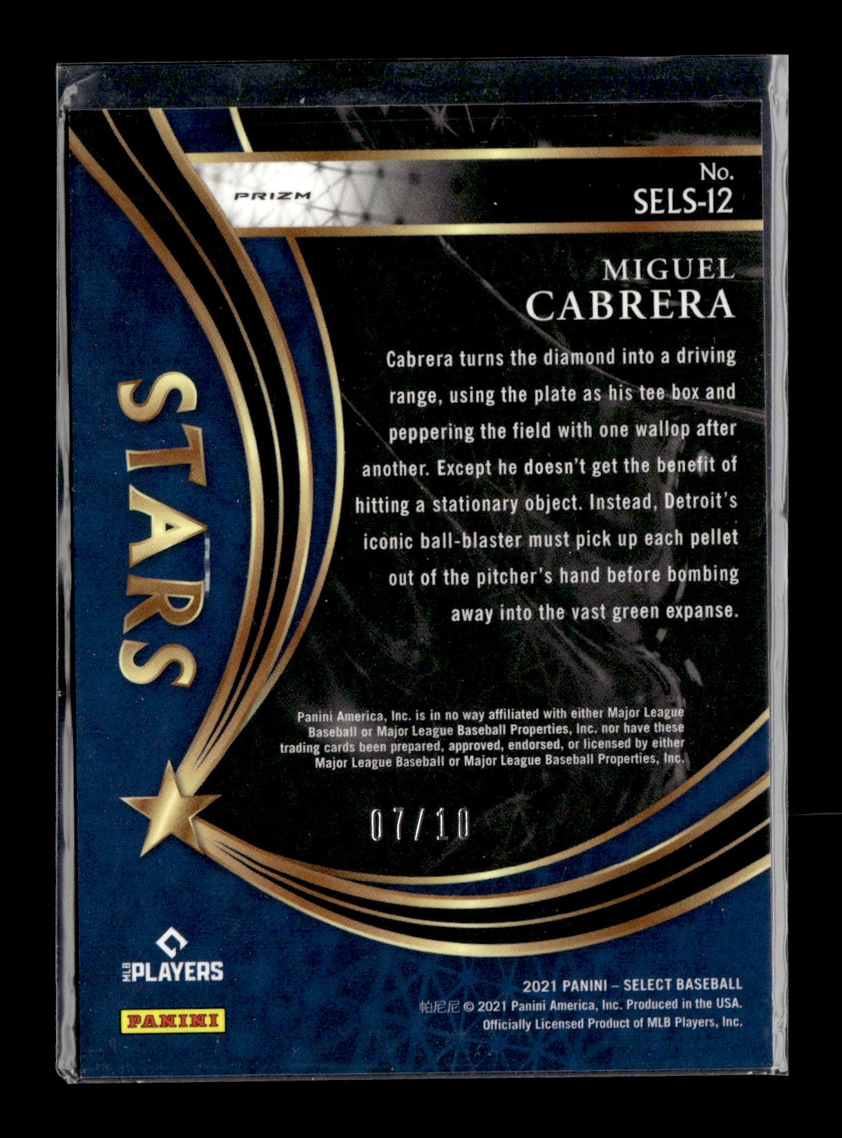 2021 Panini Select Miguel Cabrera #SELS-12 Select Stars Gold Prizm #/10 Detroit Tigers
