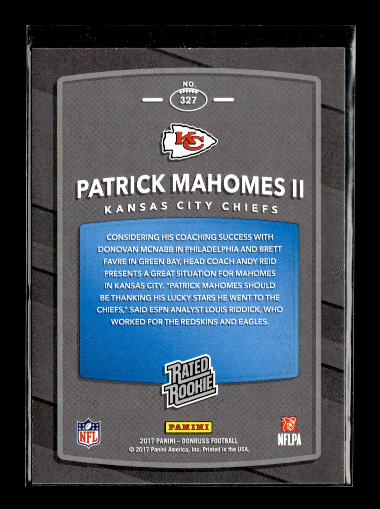 2017 Donruss Patrick Mahomes II #327 Kansas City Chiefs