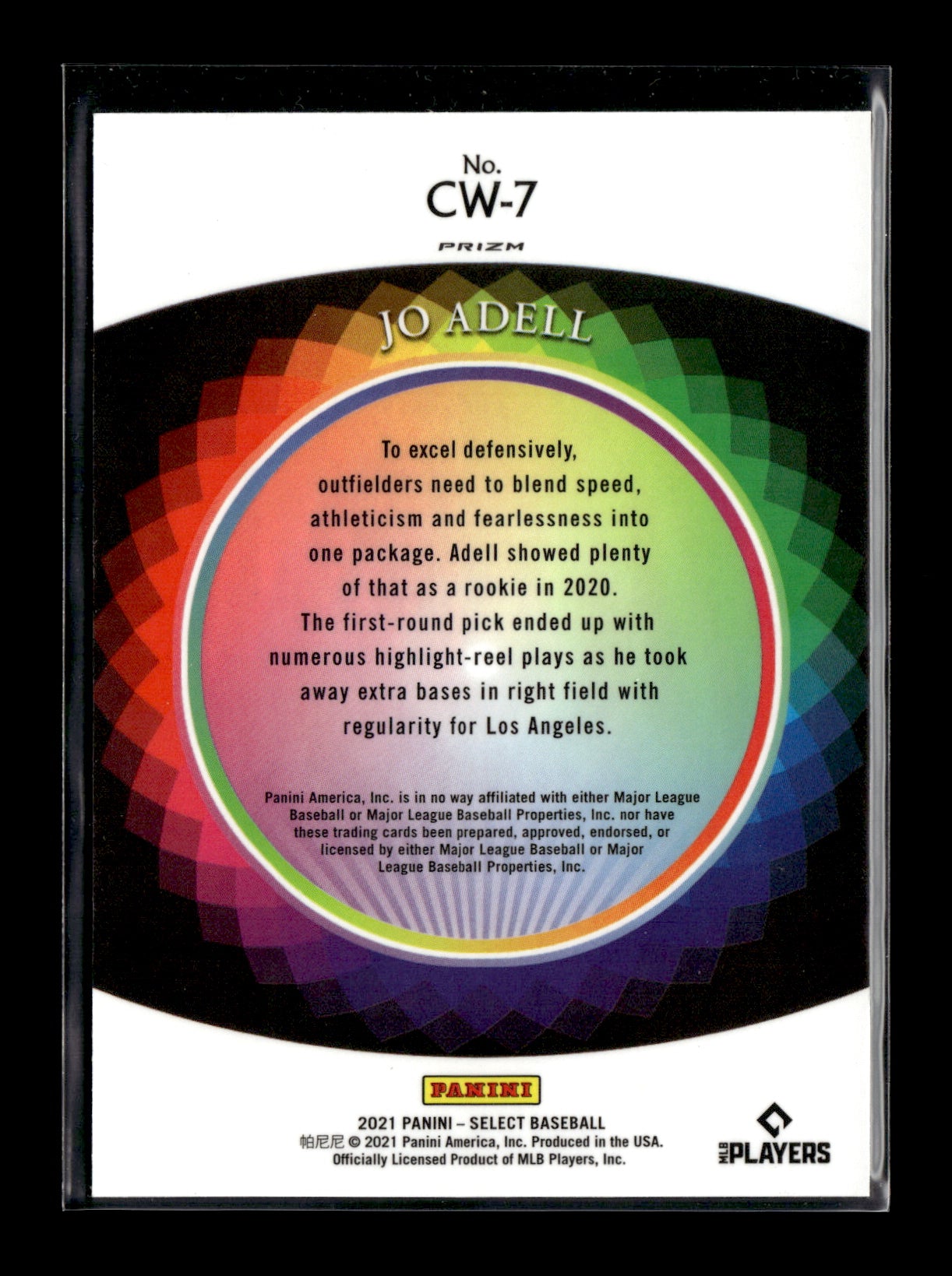 2021 Panini Select Jo Adell #CW-7 Color Wheel Los Angeles Angels