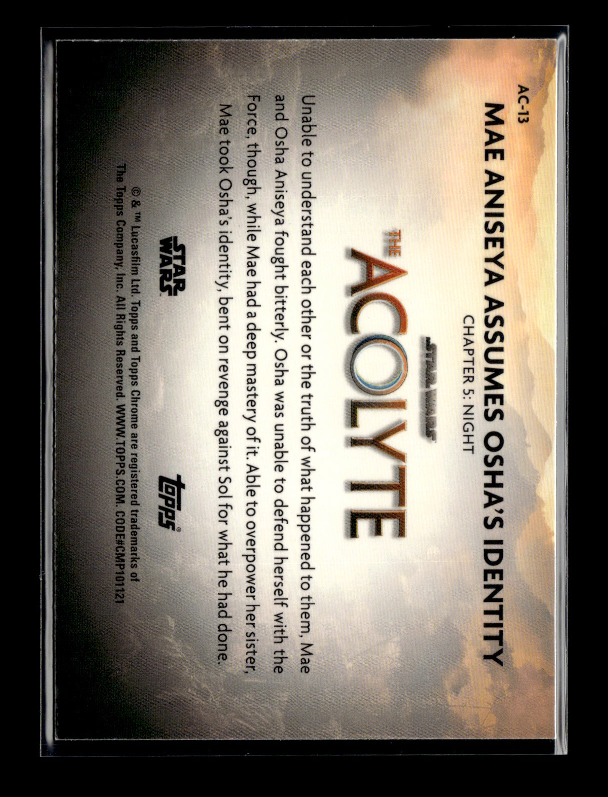 2025 Topps Chrome Star Wars Mae Aniseya Assumes Osha’s Identity #AC-13 Acolyte