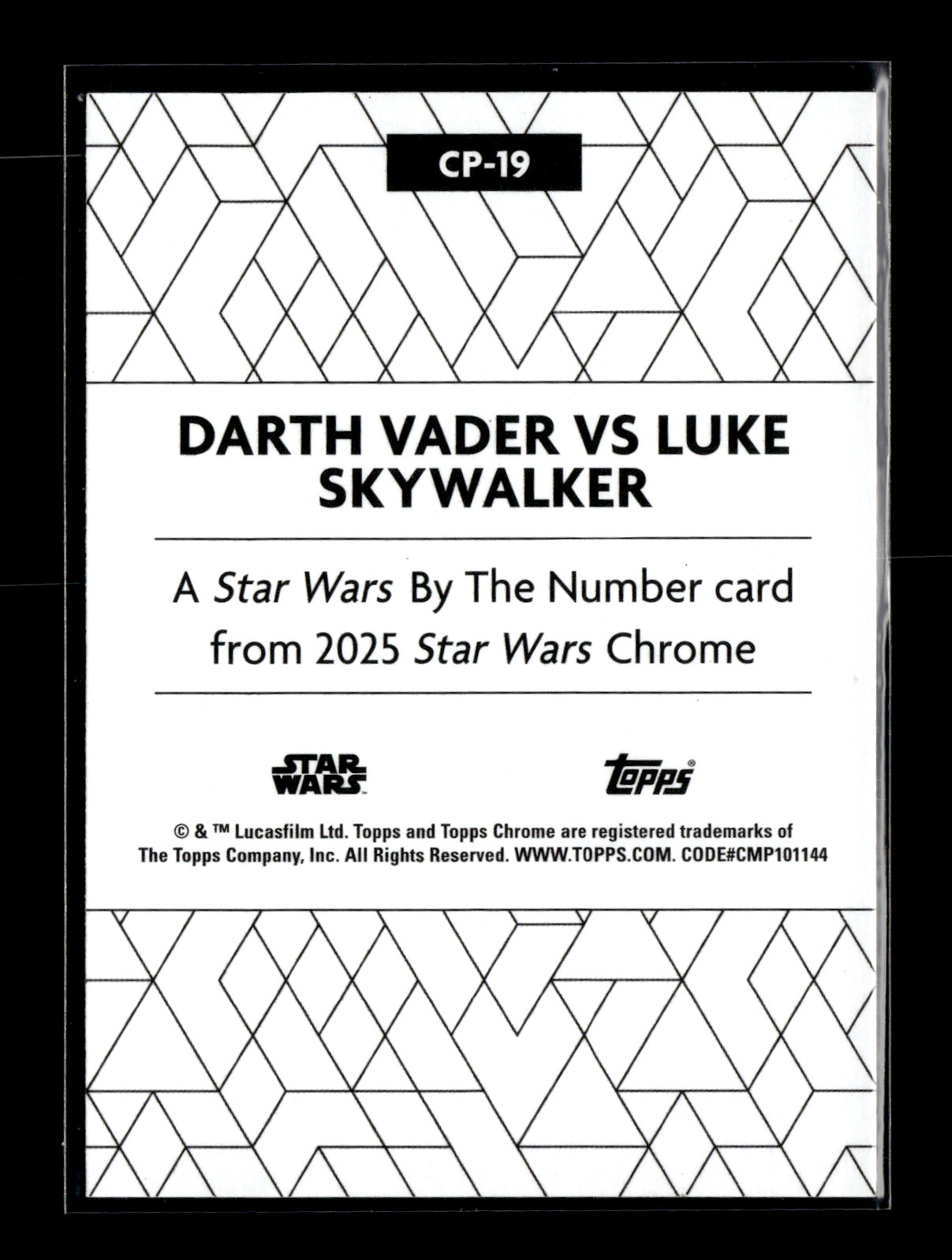 2025 Topps Chrome Star Wars Darth Vader vs Luke Skywalker #CP-19 Star Wars By the Number
