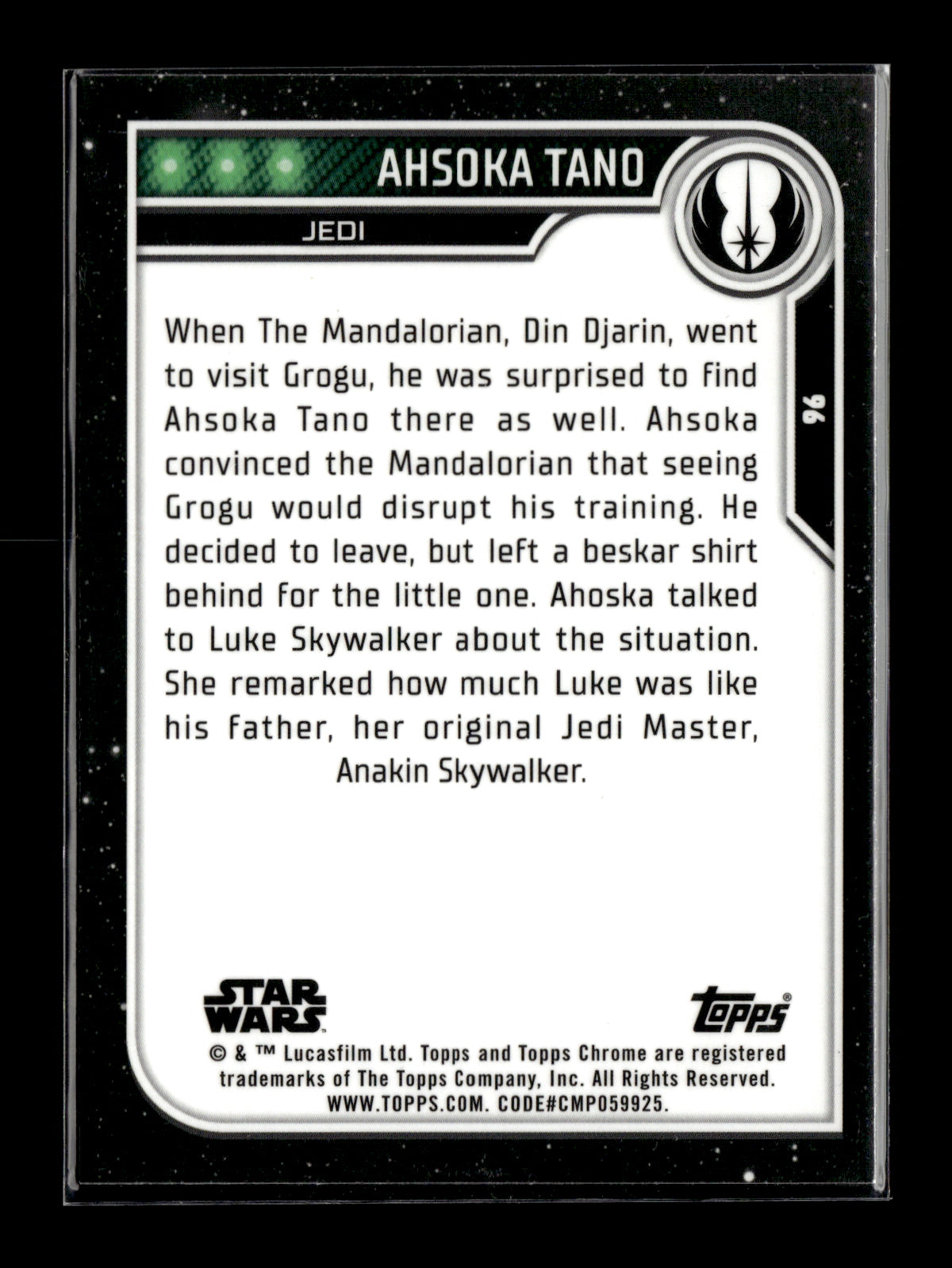 2023 Topps Chrome Star Wars Ahsoka Tano #96