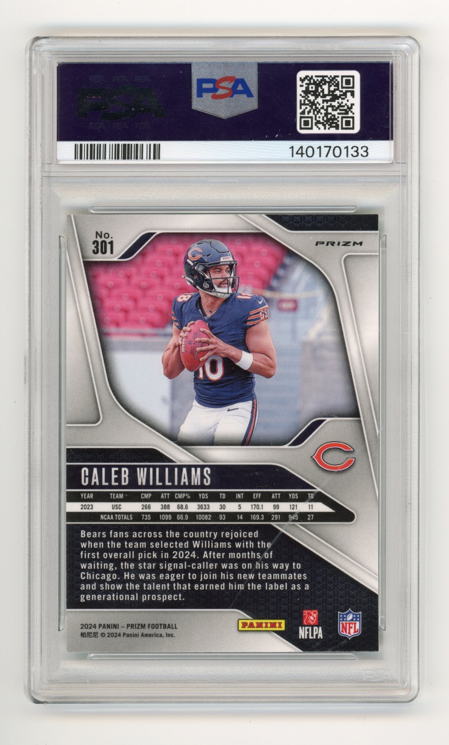 2024 Panini Prizm Caleb Williams #301 Green Chicago Bears
