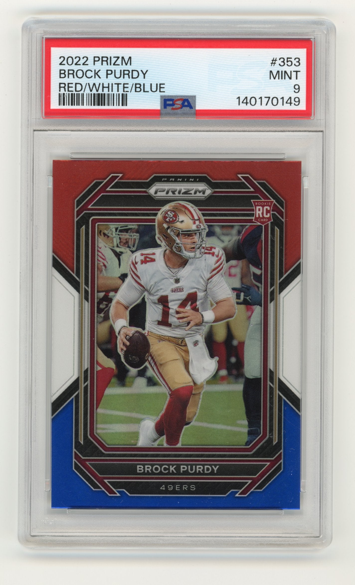 2022 Panini Prizm Brock Purdy #353 Red White and Blue San Francisco 49ers