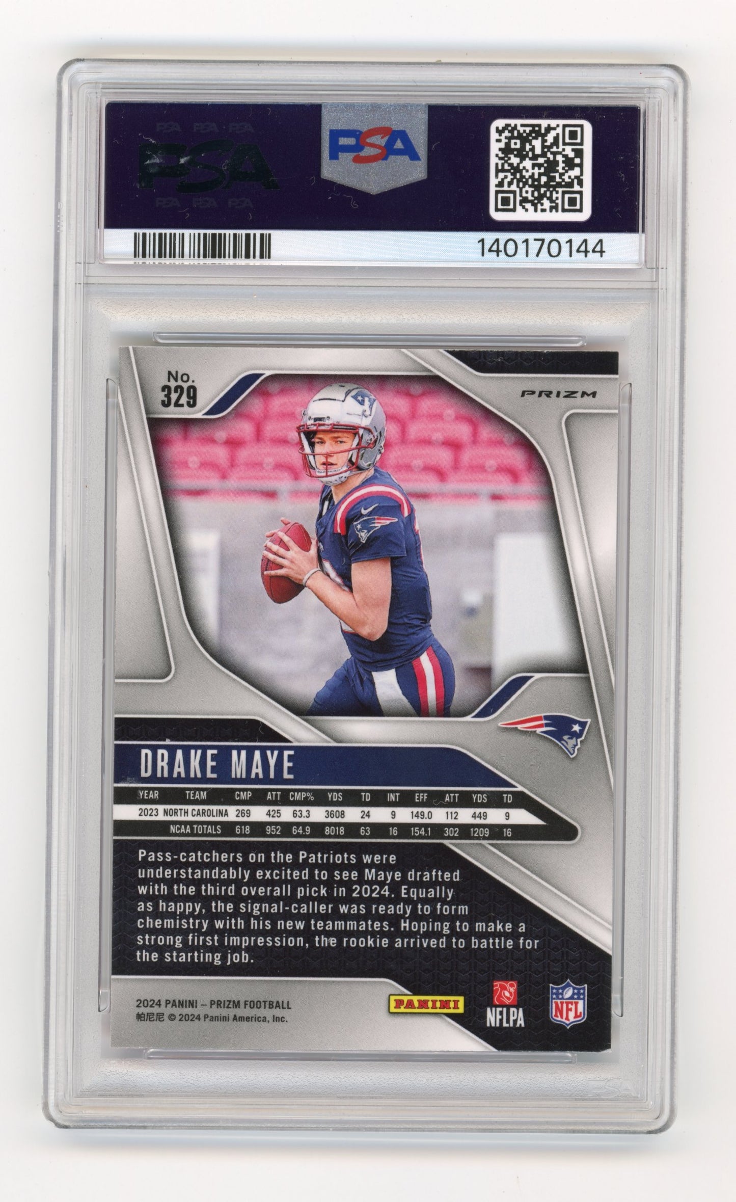 2024 Panini Prizm Drake Maye #329 Pink New England Patriots