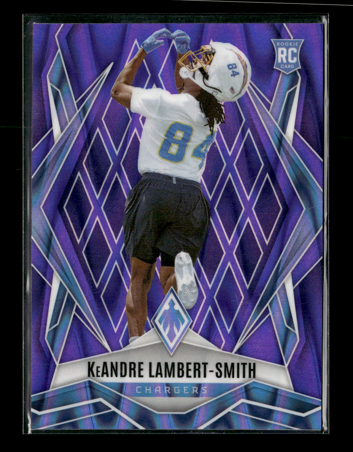 2025 Panini Phoenix KeAndre Lambert-Smith #229 Purple Seismic Prizm #/49 Los Angeles Chargers