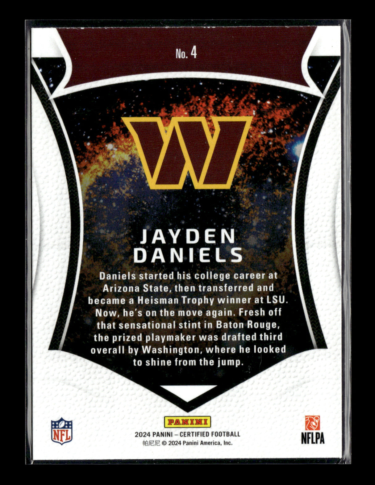 2024 Panini Certified Jayden Daniels #4 Certified Rookies Washington Commanders