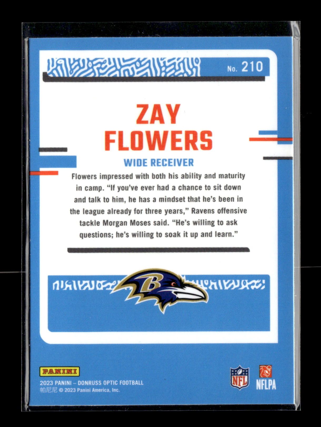 2023 Donruss Optic Zay Flowers #210 Baltimore Ravens