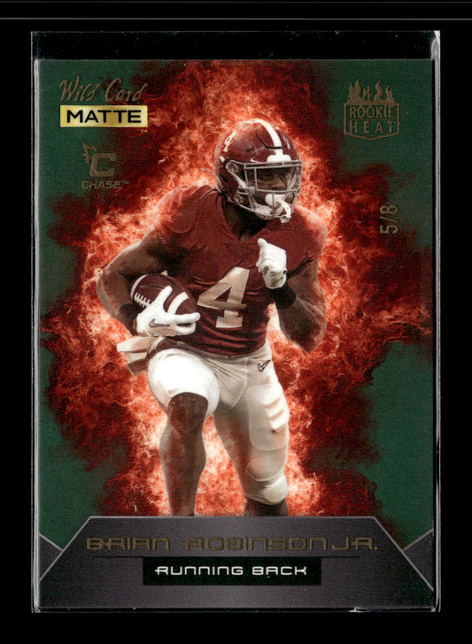 2022 Wild Card Matte Brian Robinson Jr. #RH-5 Rookie Heat Green/Red #/8 Alabama Crimson Tide