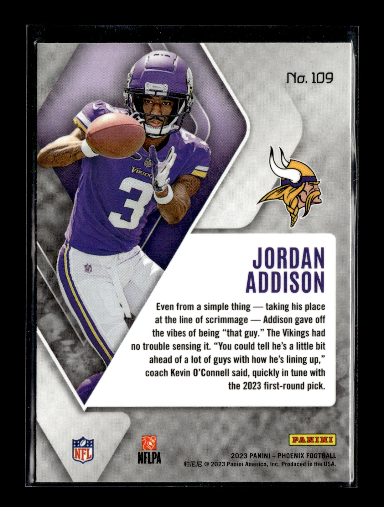 2023 Panini Phoenix Jordan Addison #109 Minnesota Vikings