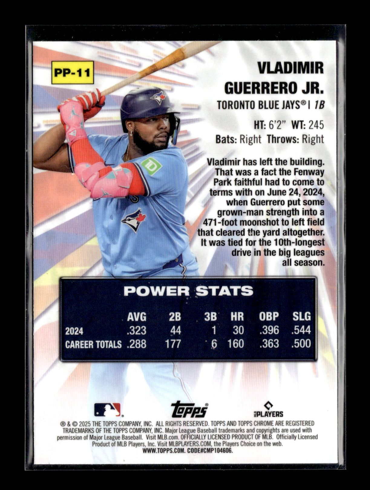2025 Topps Chrome Vladimir Guerrero Jr. #PP-11 Power Players Toronto Blue Jays