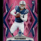 2025 Panini Phoenix Tyler Warren #185 Pink Hyper Prizm #/299 Indianapolis Colts