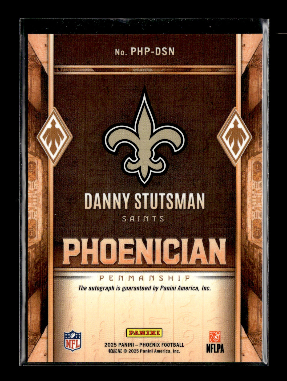 2025 Panini Phoenix Danny Stutsman #PHP-DSN Phoenician Penmanship New Orleans Saints