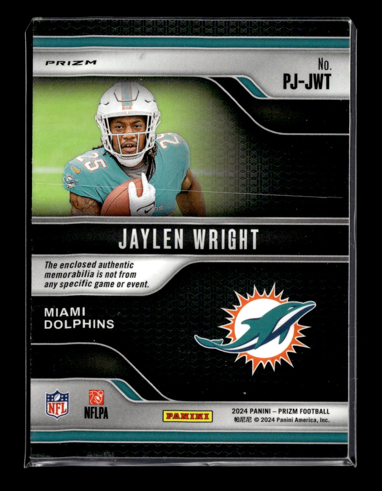 2024 Panini Prizm Jaylen Wright #PJ-JWT Premier Jerseys Neon Green Pulsar Miami Dolphins