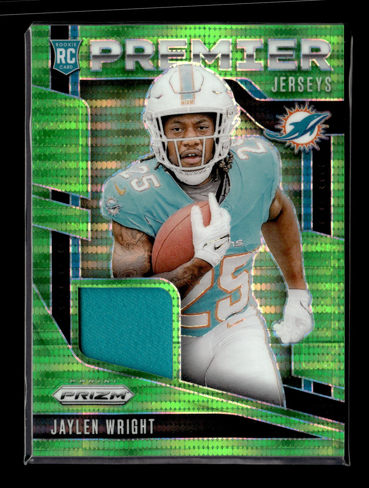 2024 Panini Prizm Jaylen Wright #PJ-JWT Premier Jerseys Neon Green Pulsar Miami Dolphins