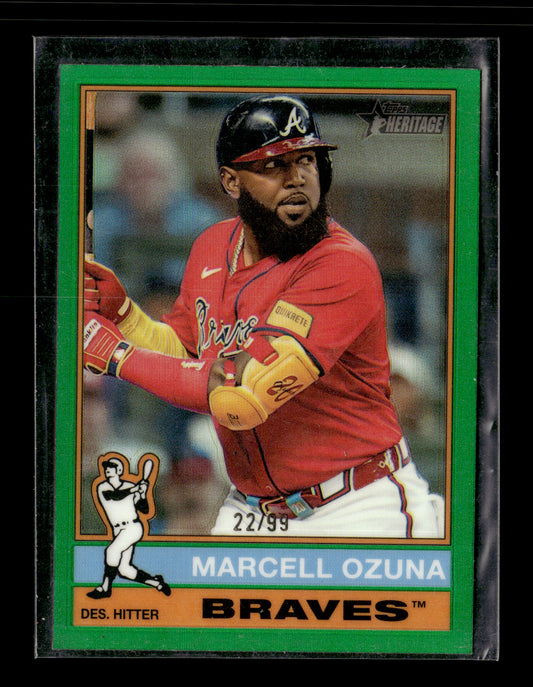 2025 Topps Heritage Marcell Ozuna #152 Chrome Green Refractor #/99 Atlanta Braves