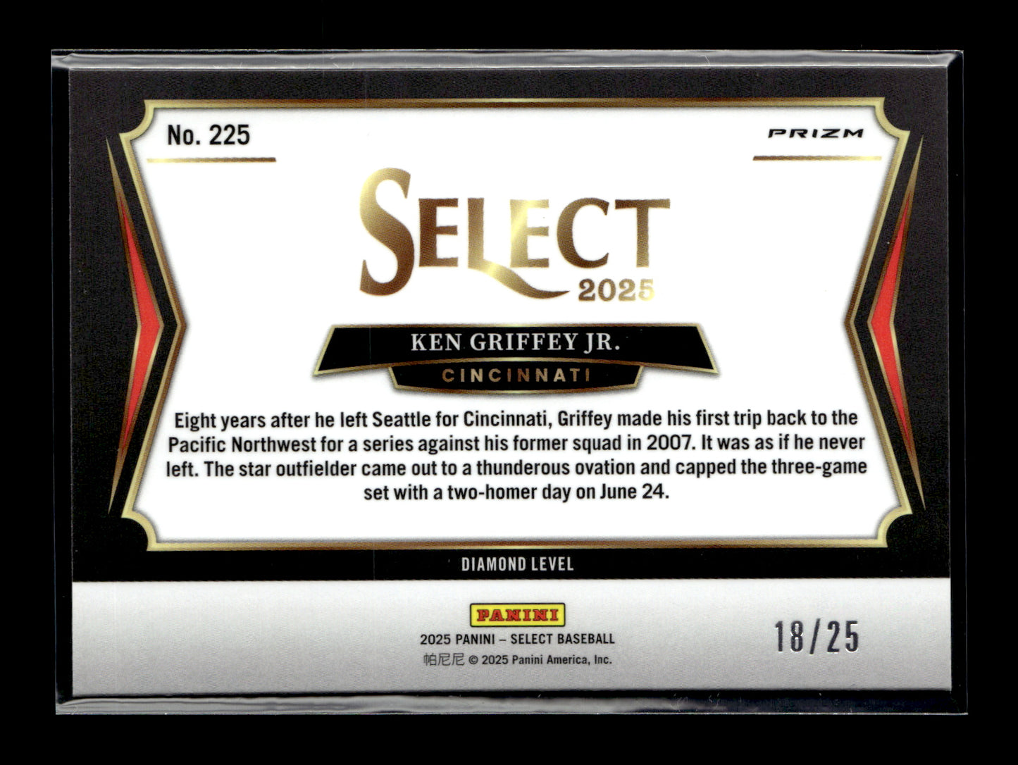 2025 Panini Select Ken Griffey Jr. #225 Tie-Dye Prizms #/25 Cincinnati Reds