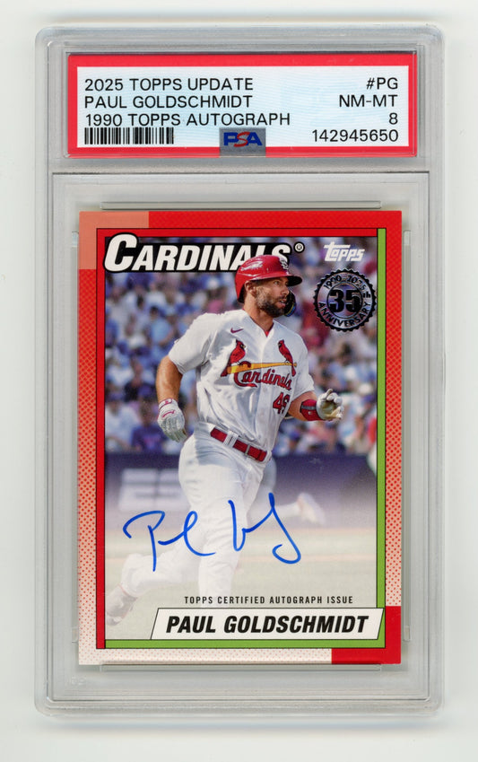 2025 Topps Paul Goldschmidt #90AU-PG 1990 Topps Baseball 35th Anniversary Autographs (Series Two) PSA 8 St. Louis Cardinals