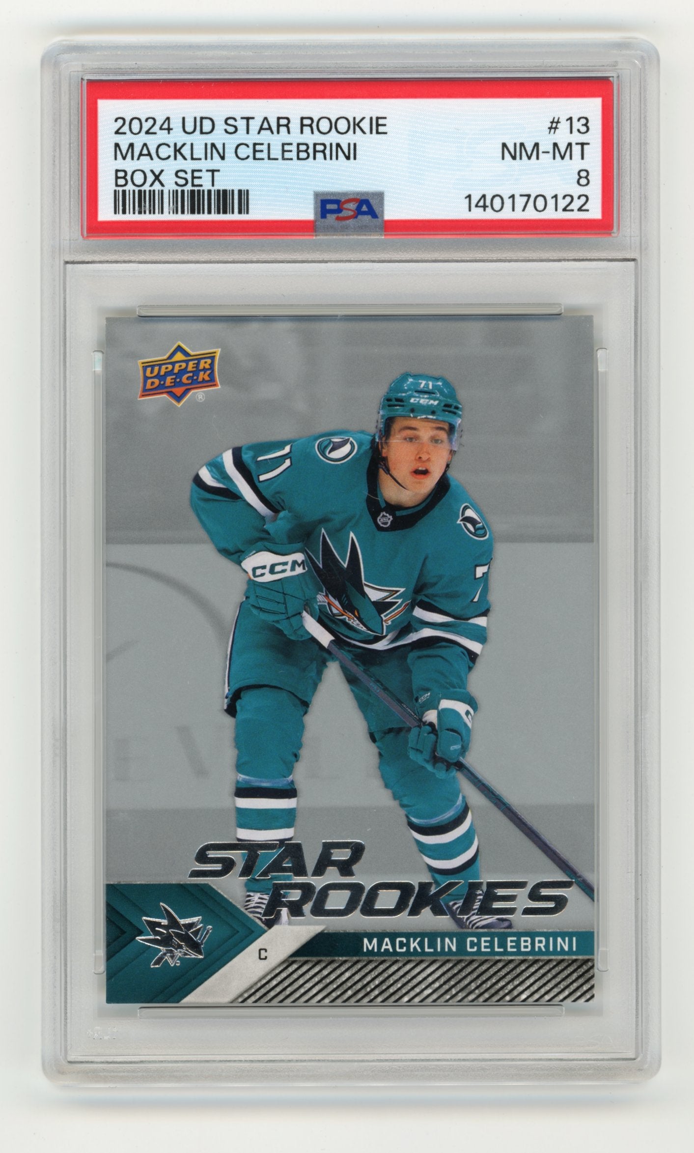 2024-25 Upper Deck NHL Star Rookies Box Set Macklin Celebrini #13 San Jose Sharks