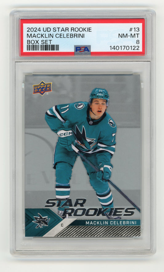 2024-25 Upper Deck NHL Star Rookies Box Set Macklin Celebrini #13 San Jose Sharks