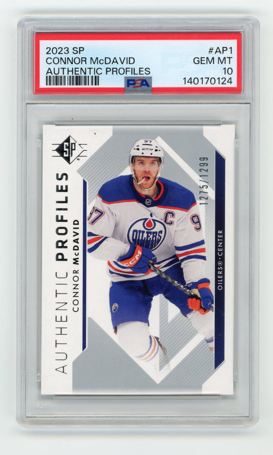 2023-24 SP Connor McDavid #AP-1 Authentic Profiles #/1299 Edmonton Oilers