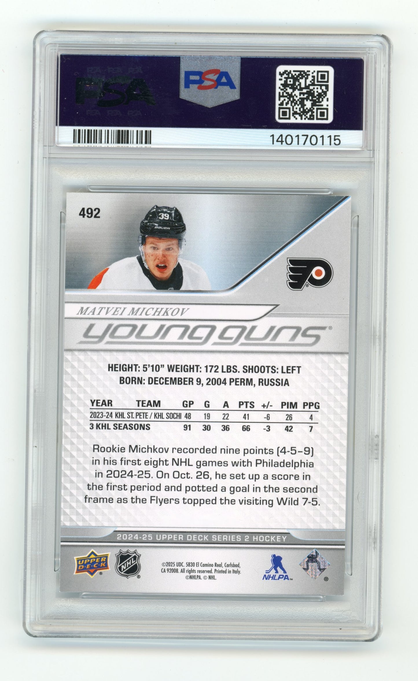 2024-25 Upper Deck Matvei Michkov #492 Philadelphia Flyers