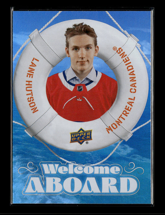 2024-25 Upper Deck Lane Hutson #WA-16 Welcome Aboard Black Montreal Canadiens