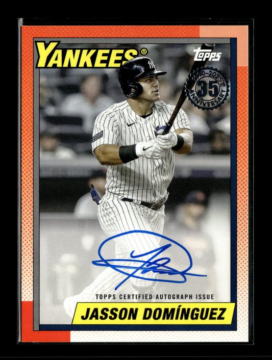 2025 Topps Jasson Domínguez #90AU-JD 1990 Topps Baseball 35th Anniversary Autographs (Series One) New York Yankees