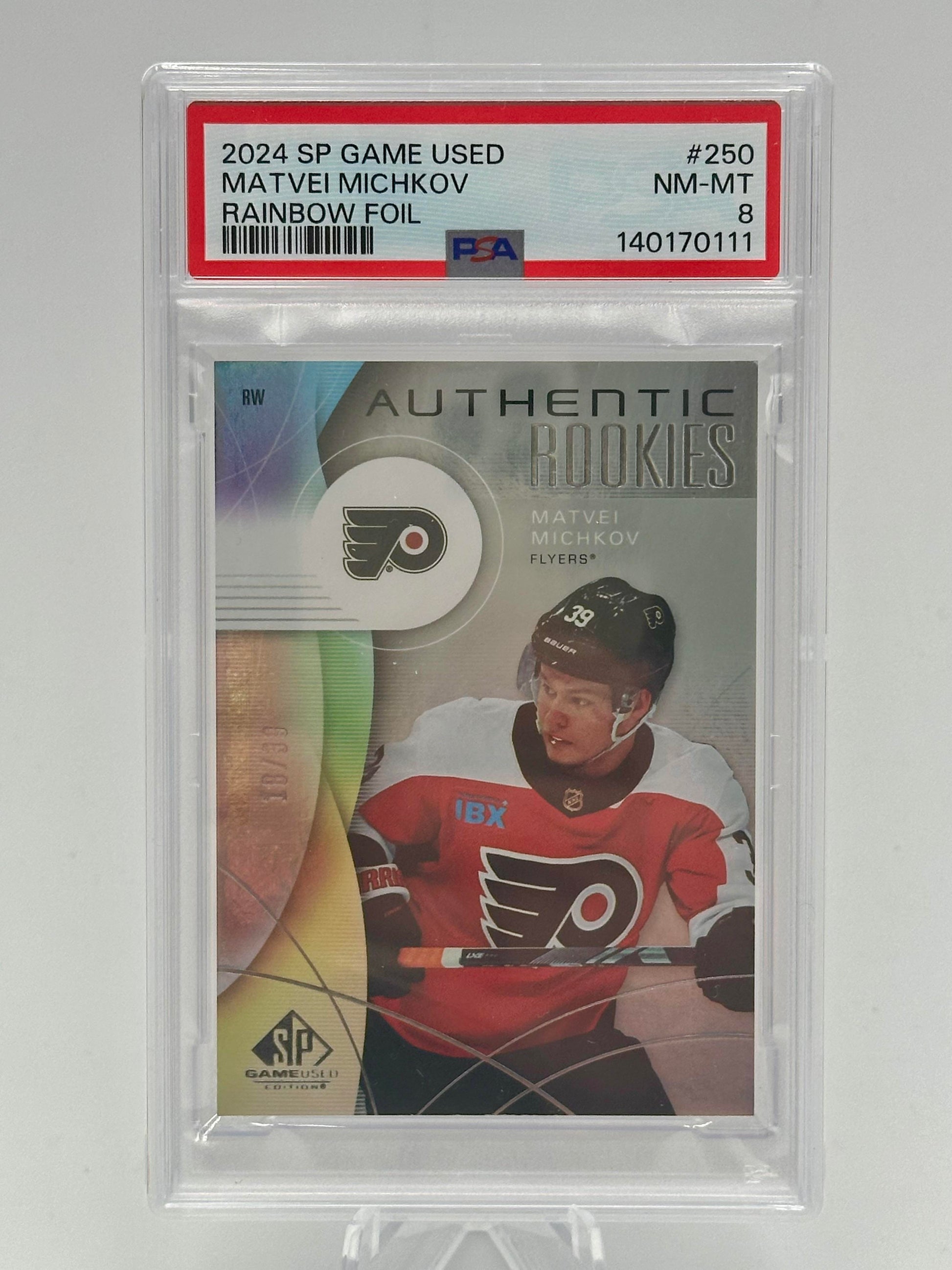 2024-25 SP Game Used Matvei Michkov #250 Rainbow #/39 Philadelphia Flyers