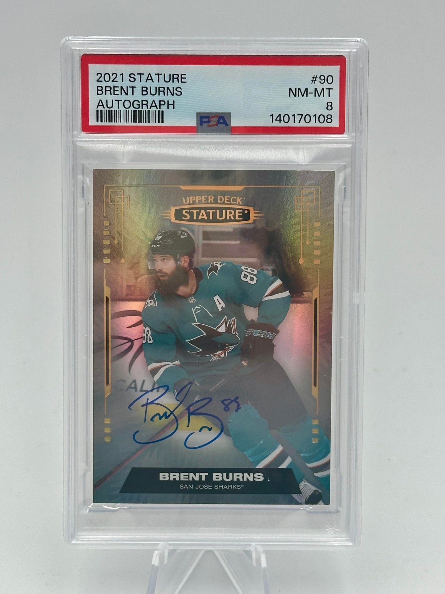 2021-22 Upper Deck Stature Brent Burns #90 Autographs San Jose Sharks