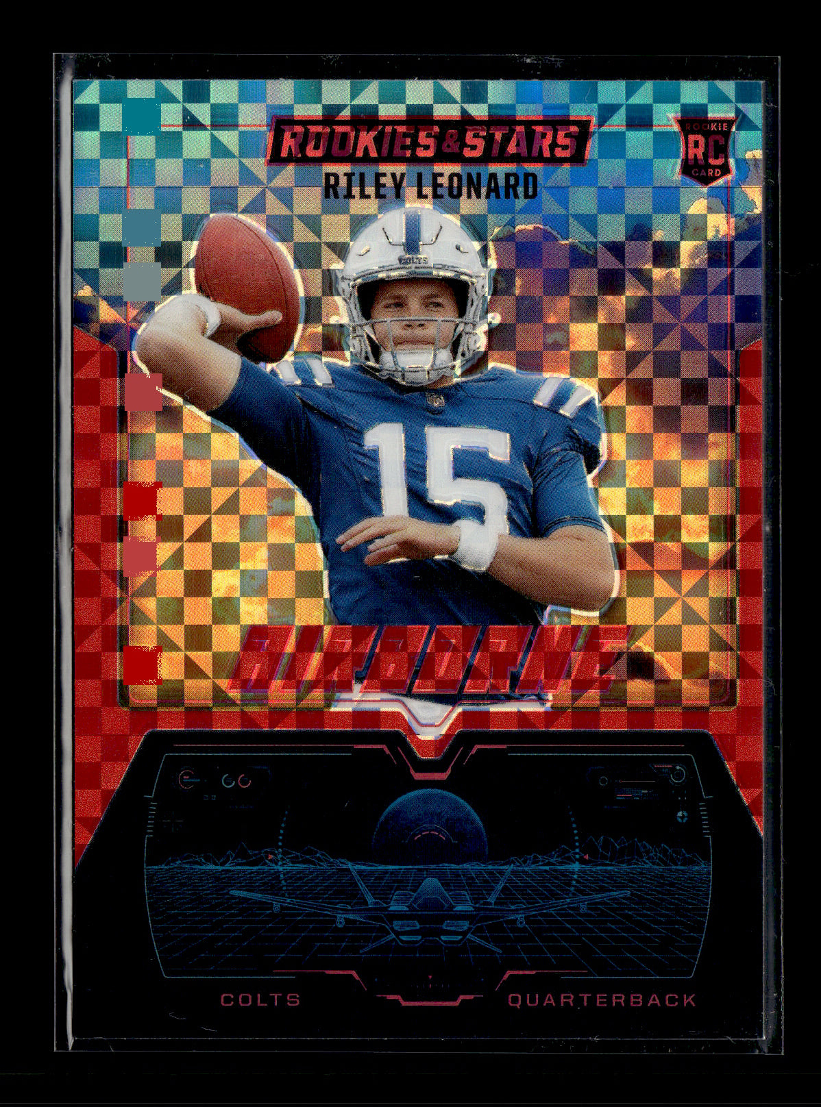 2025 Panini Rookies & Stars Riley Leonard #27 Airborne Red Plaid Indianapolis Colts