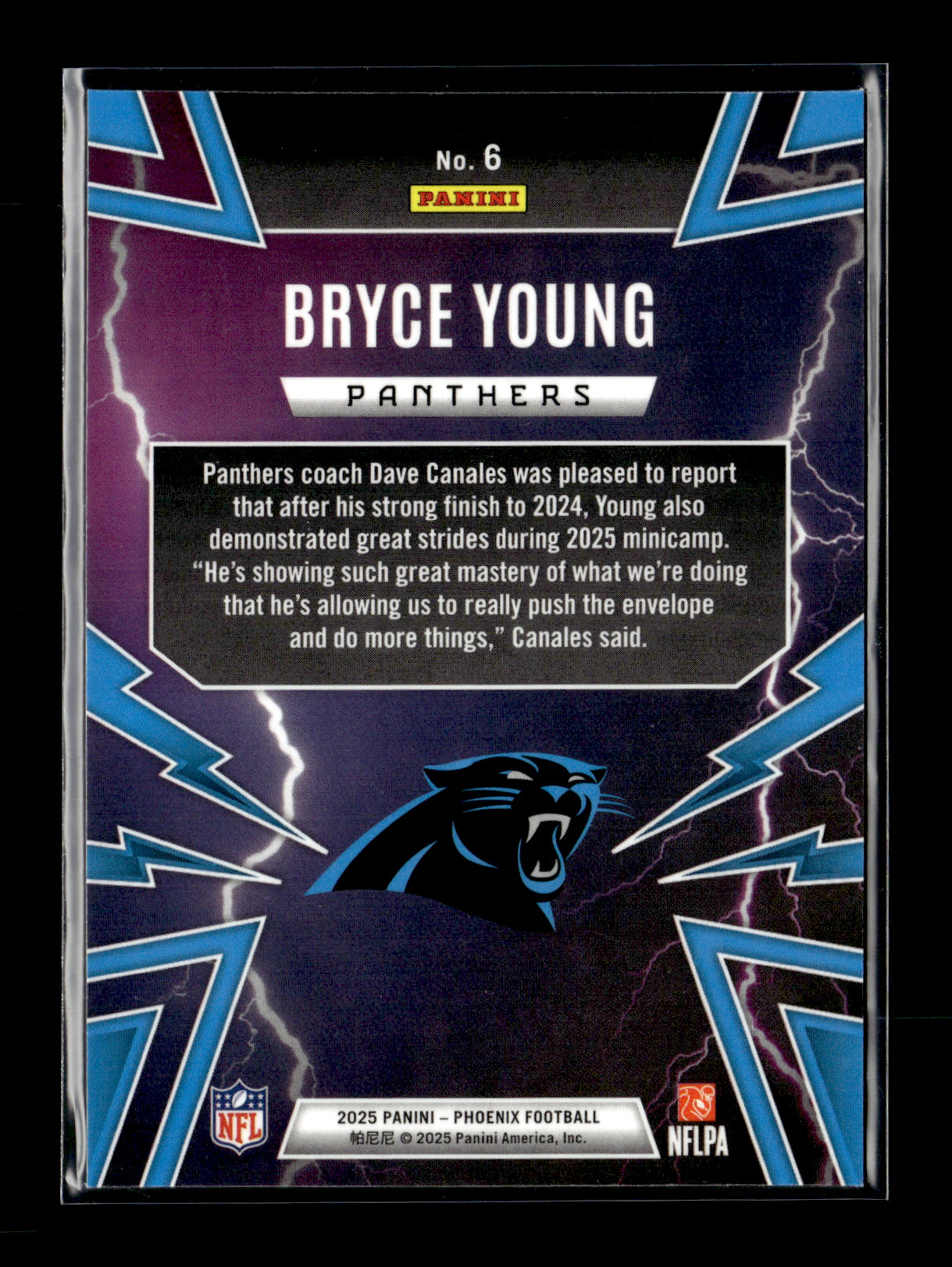 2025 Panini Phoenix Bryce Young #6 Thunderbirds Carolina Panthers