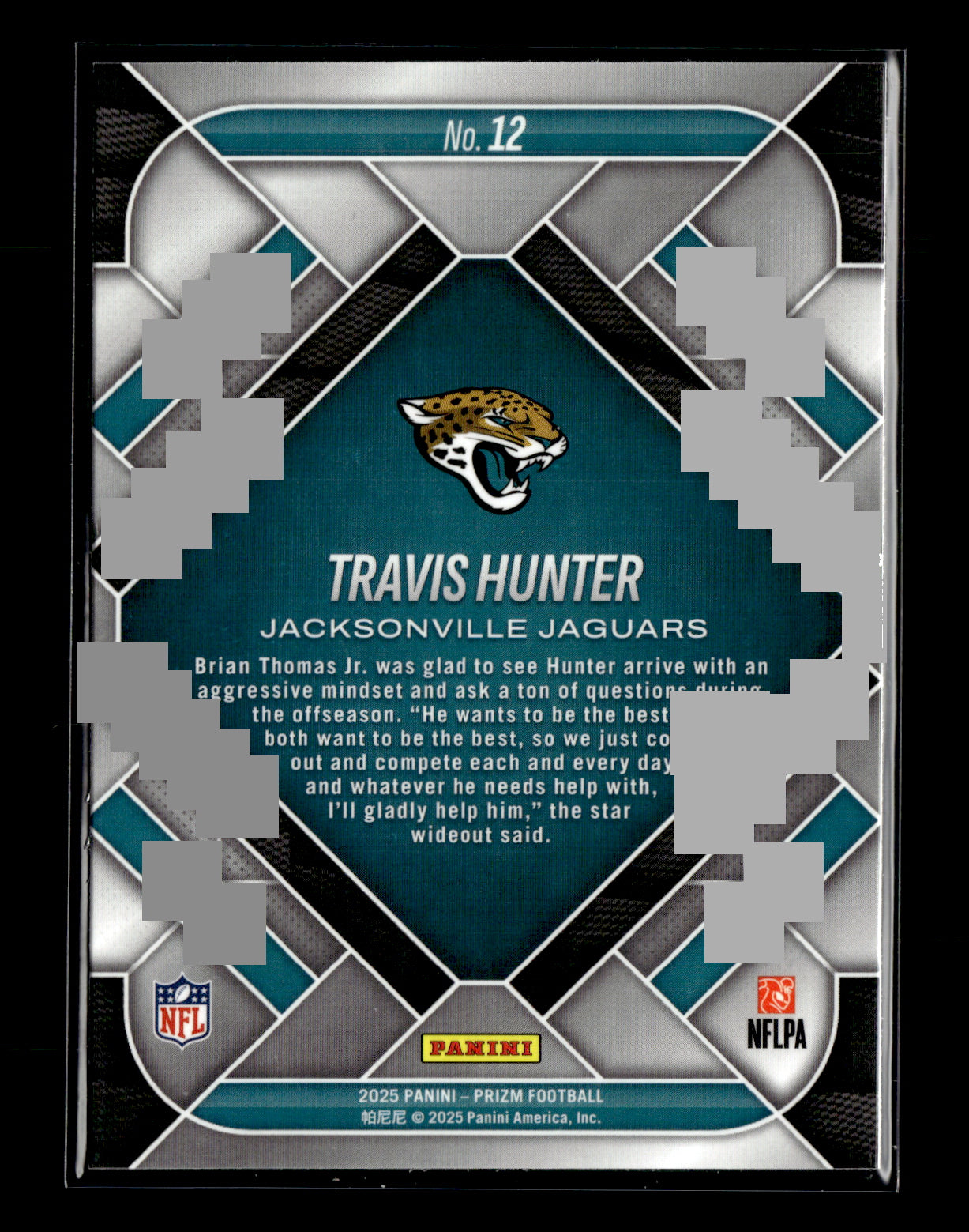 2025 Panini Prizm Travis Hunter #12 Emergent Jacksonville Jaguars