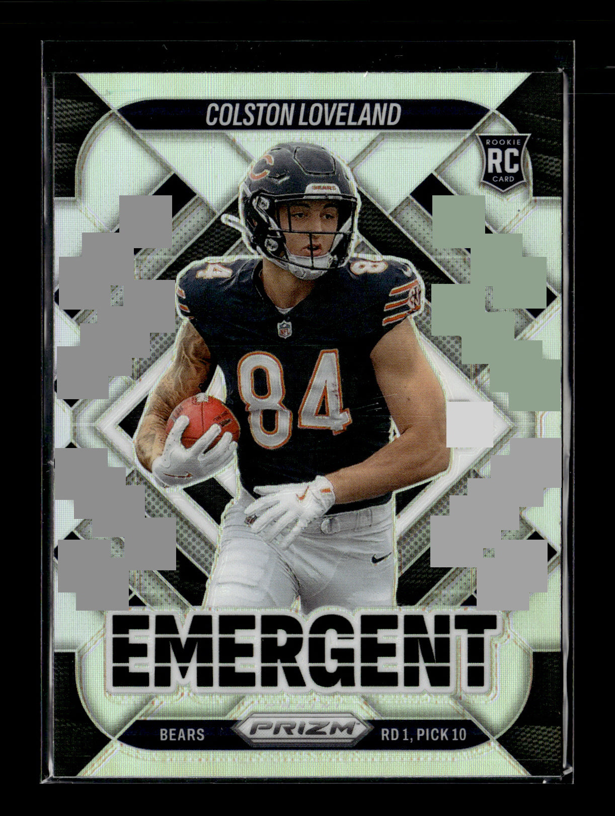 2025 Panini Prizm Colston Loveland #20 Emergent Silver Chicago Bears