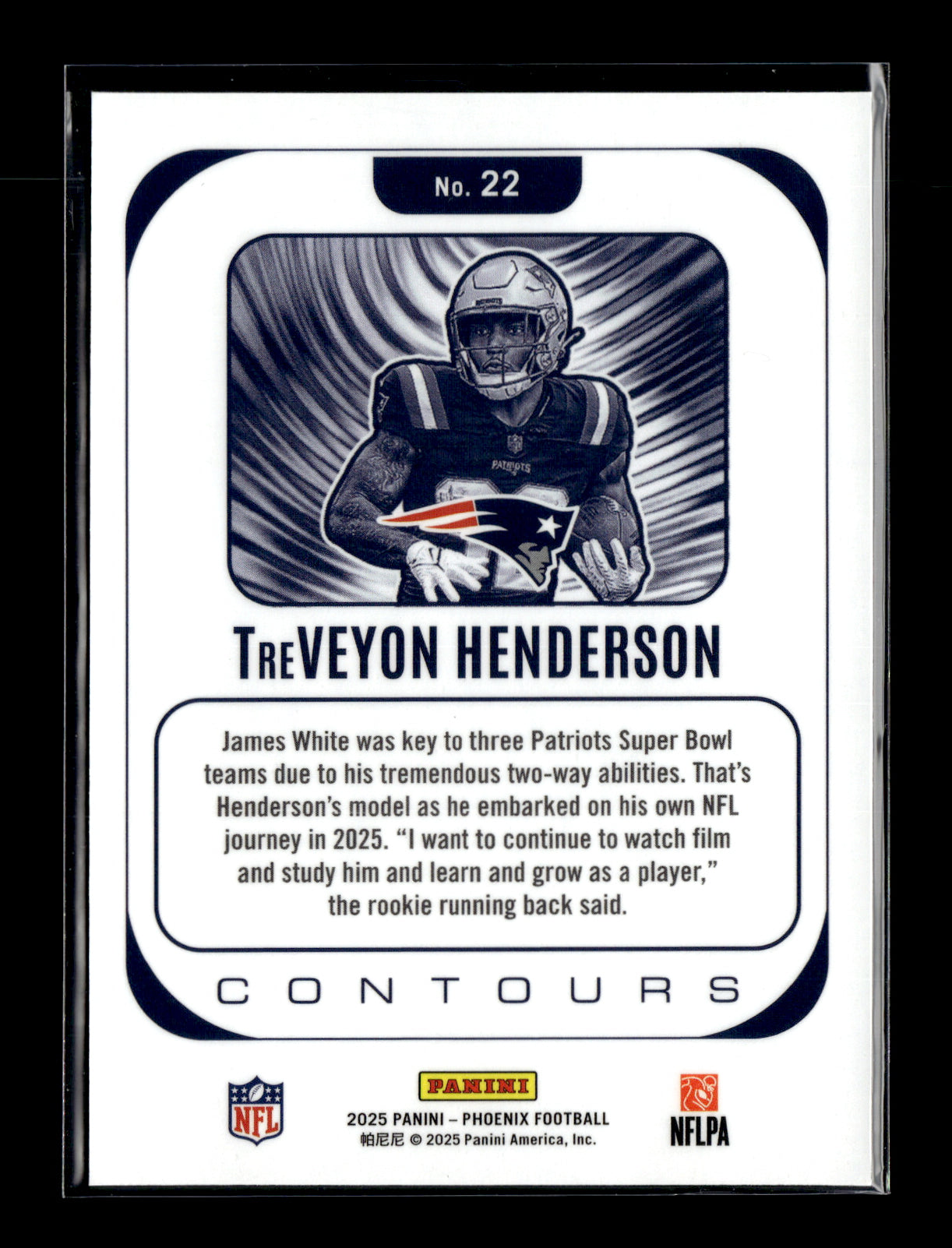 2025 Panini Phoenix TreVeyon Henderson #22 Contours New England Patriots