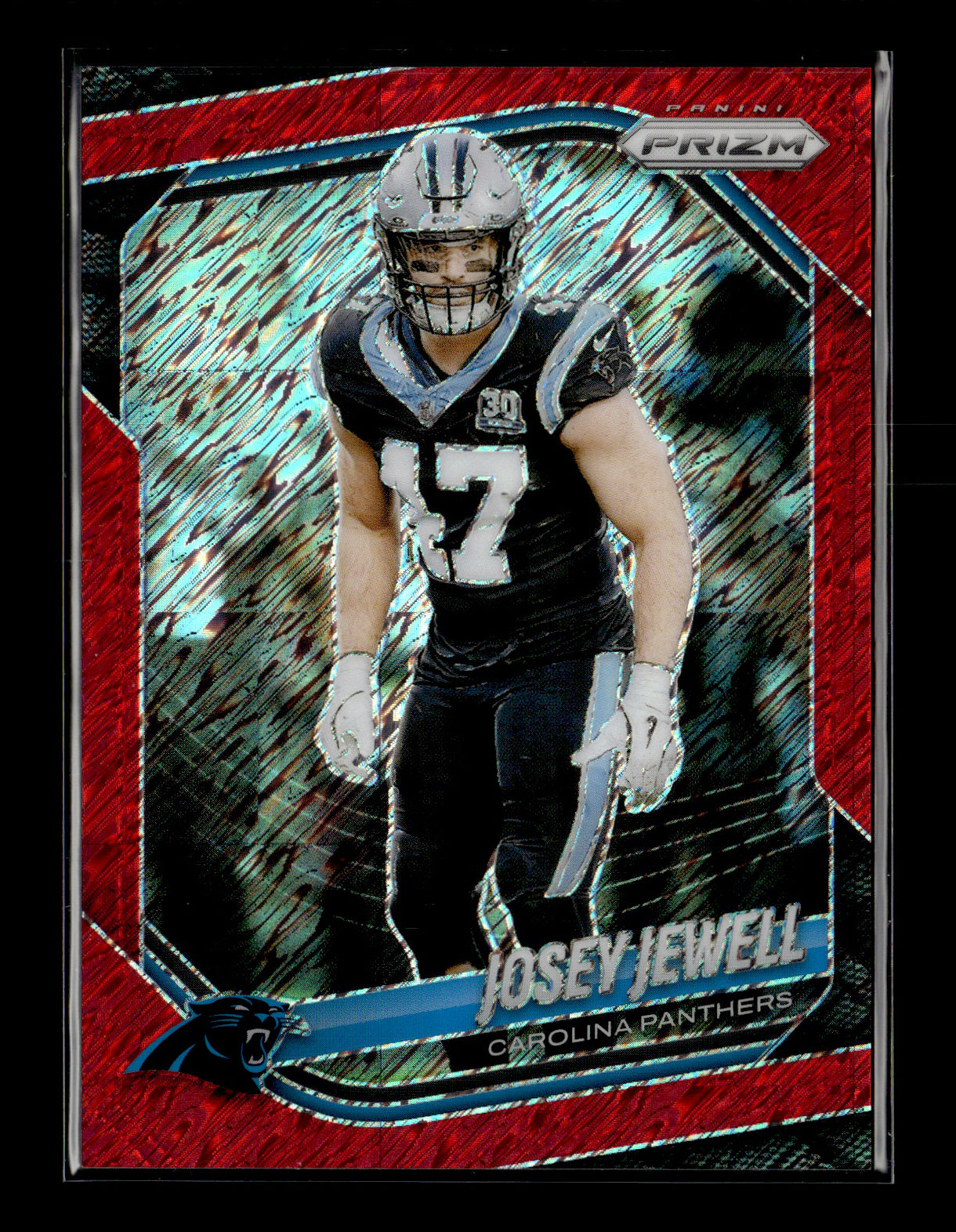 2025 Panini Prizm Josey Jewell #135 Red Shimmer #/49 Carolina Panthers
