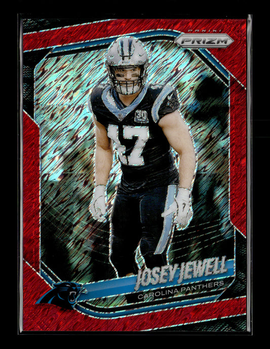 2025 Panini Prizm Josey Jewell #135 Red Shimmer #/49 Carolina Panthers
