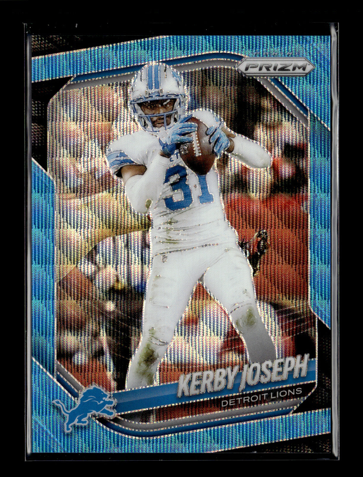 2025 Panini Prizm Kerby Joseph #41 Blue Wave #/230 Detroit Lions