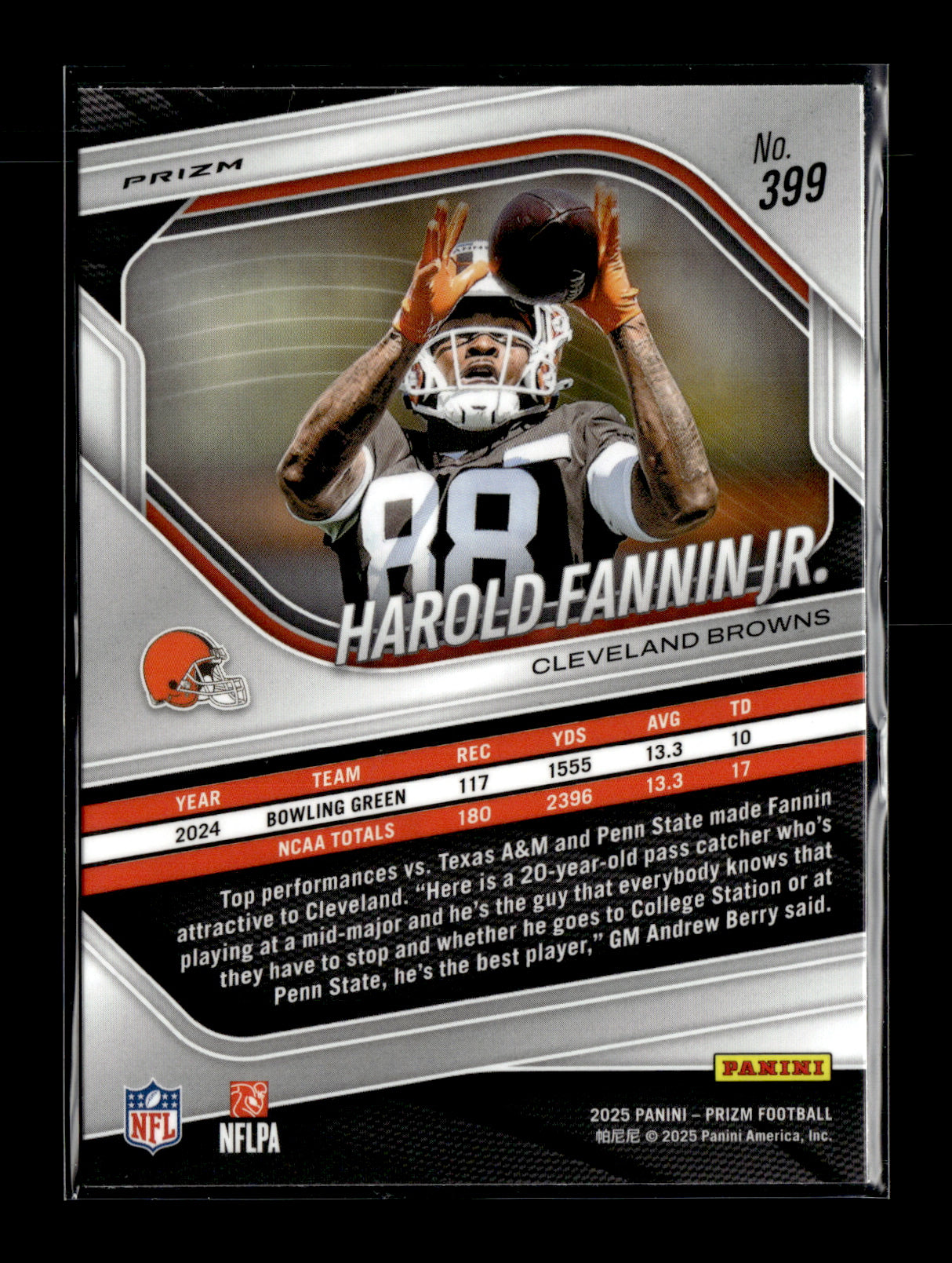 2025 Panini Prizm Harold Fannin Jr. #399 Silver Cleveland Browns