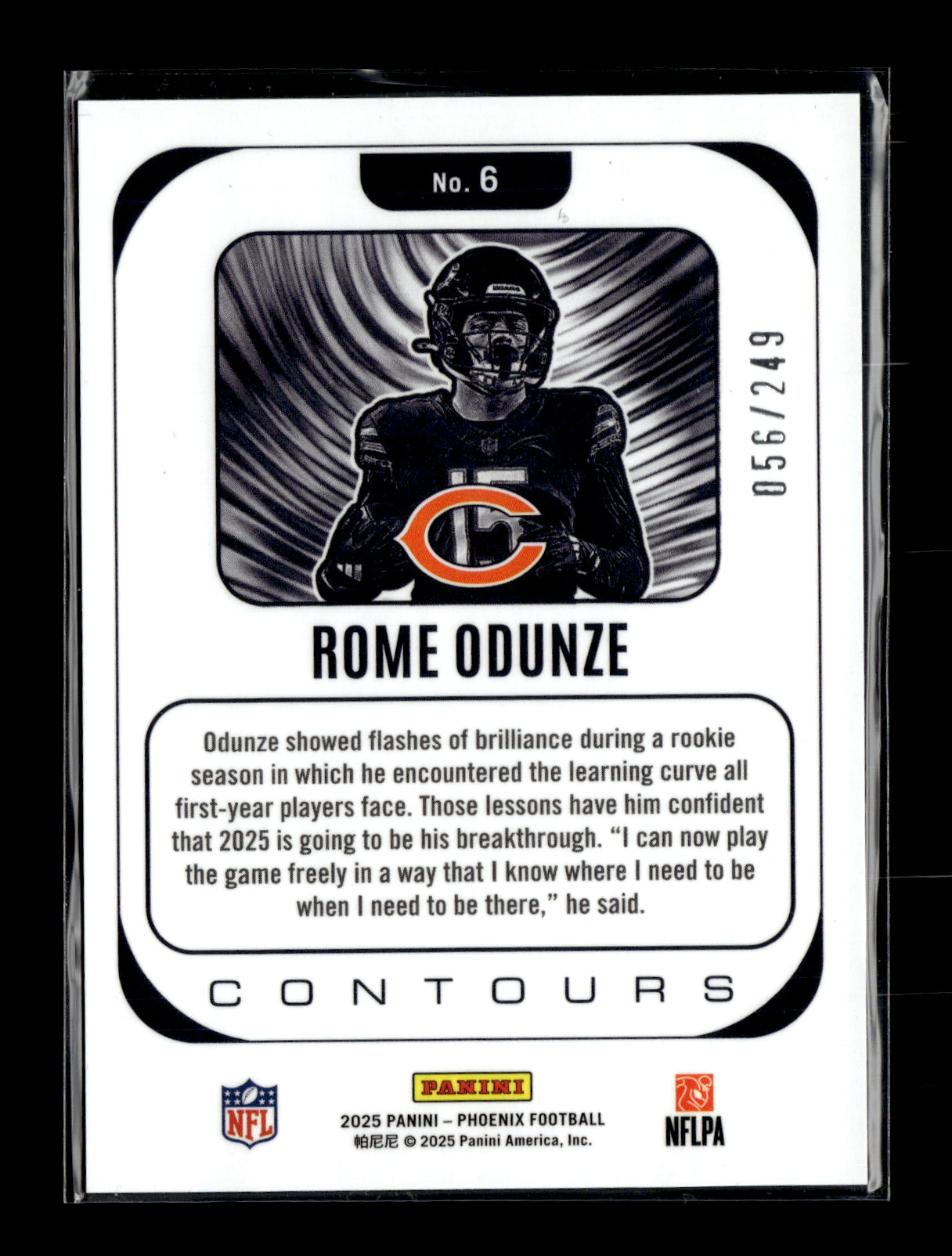 2025 Panini Phoenix Rome Odunze #6 Contours Red Prizm #/249 Chicago Bears