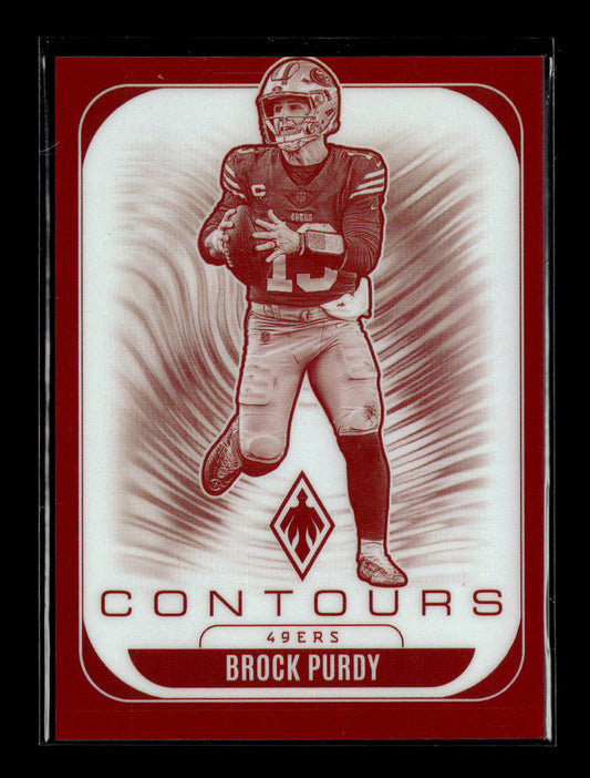 2025 Panini Phoenix Brock Purdy #28 Contours Red Prizm #/249 San Francisco 49ers