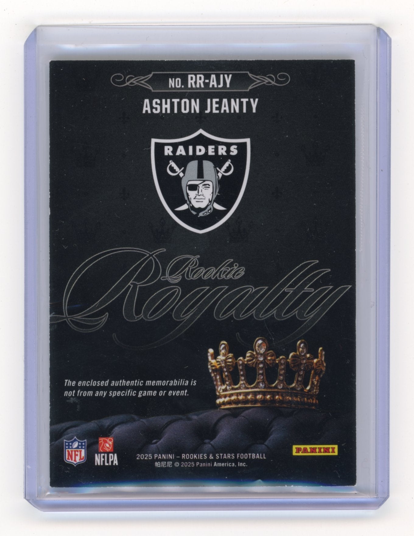2025 Panini Rookies & Stars Ashton Jeanty #RR-AJY Rookie Royalty Las Vegas Raiders