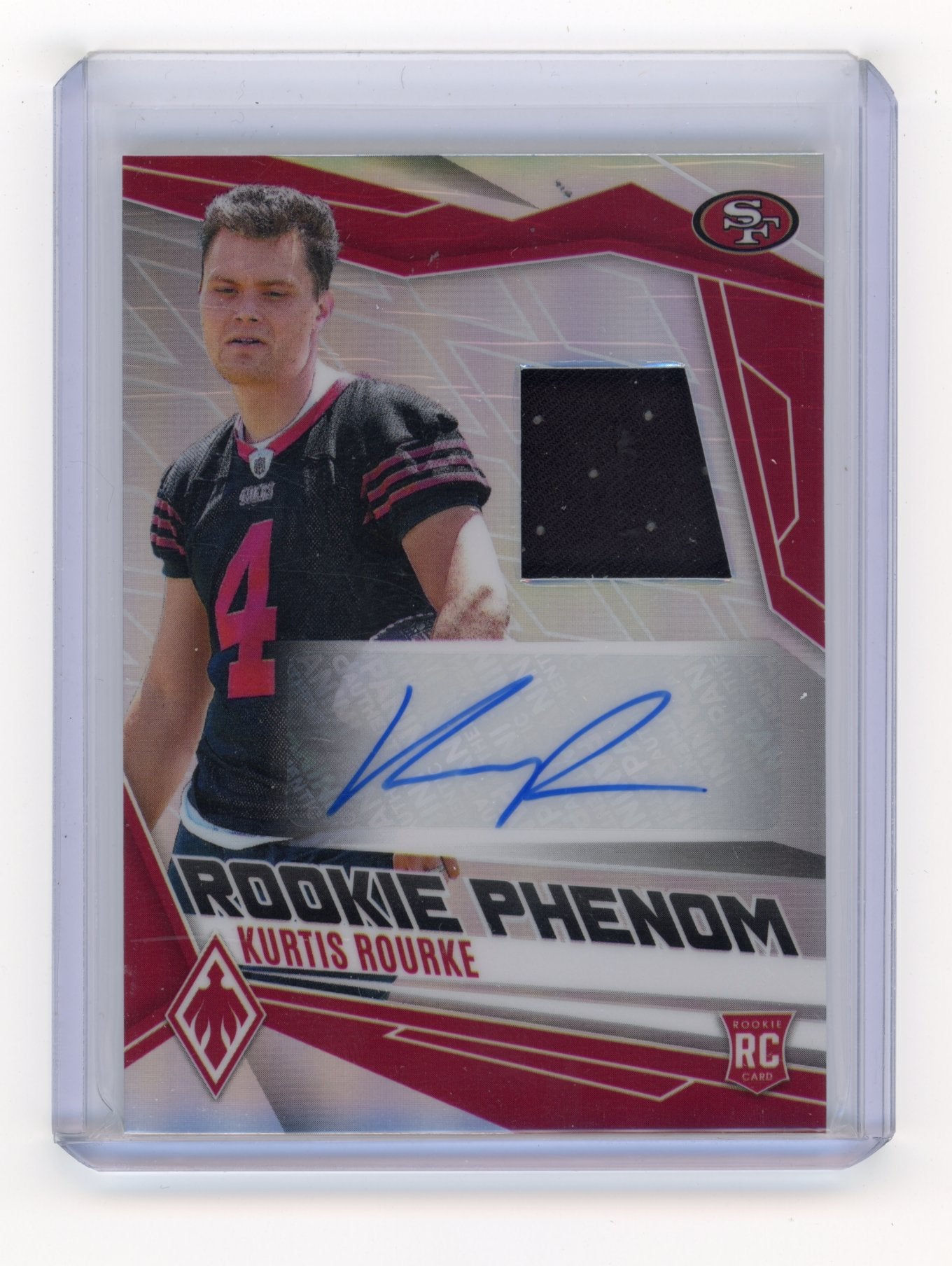 2025 Panini Phoenix Kurtis Rourke #RPJ-KRE Rookie Phenoms Jersey Autographs Silver Prizm #/149 San Francisco 49ers