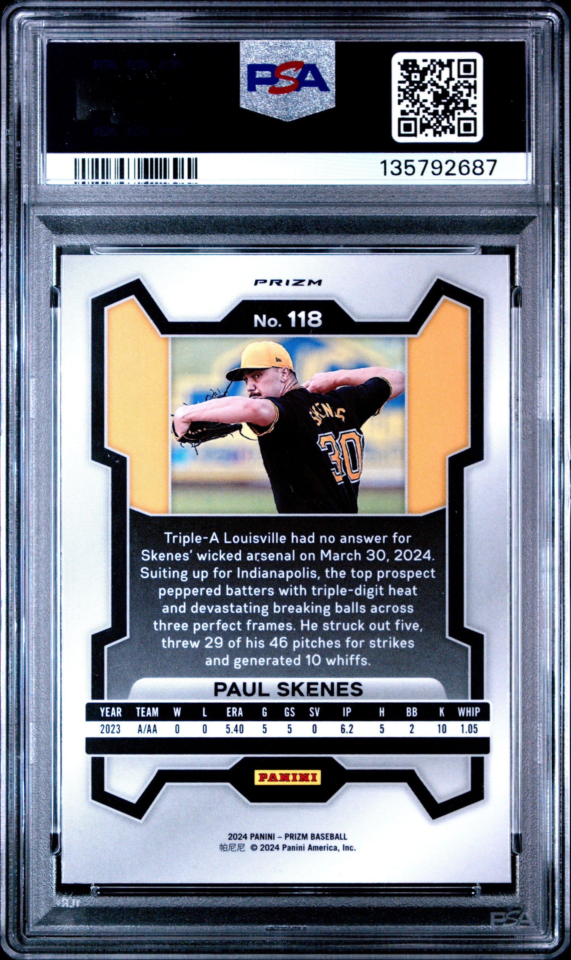 2024 Panini Prizm Paul Skenes #118 Blue Ice PSA 9