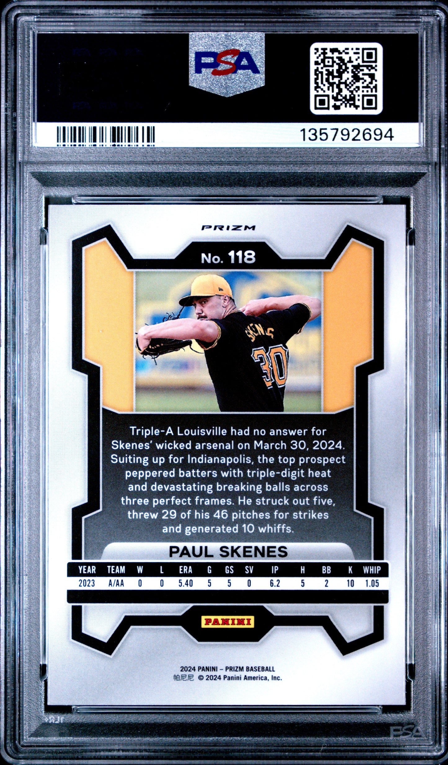 2024 Panini Prizm Paul Skenes #118 Ruby Wave PSA 9